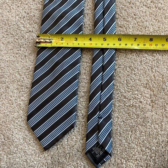 𝅺nwot Ermenegildo zegna Blue Gray Striped Silk Tie - Picture 6 of 7